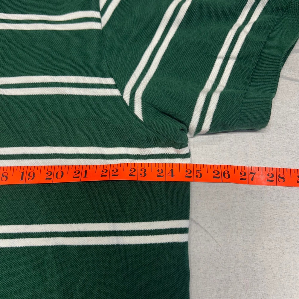 Polo Ralph Lauren Mens XL Green White Striped Short Sleeve Pique Polo Shirt - Picture 4 of 6